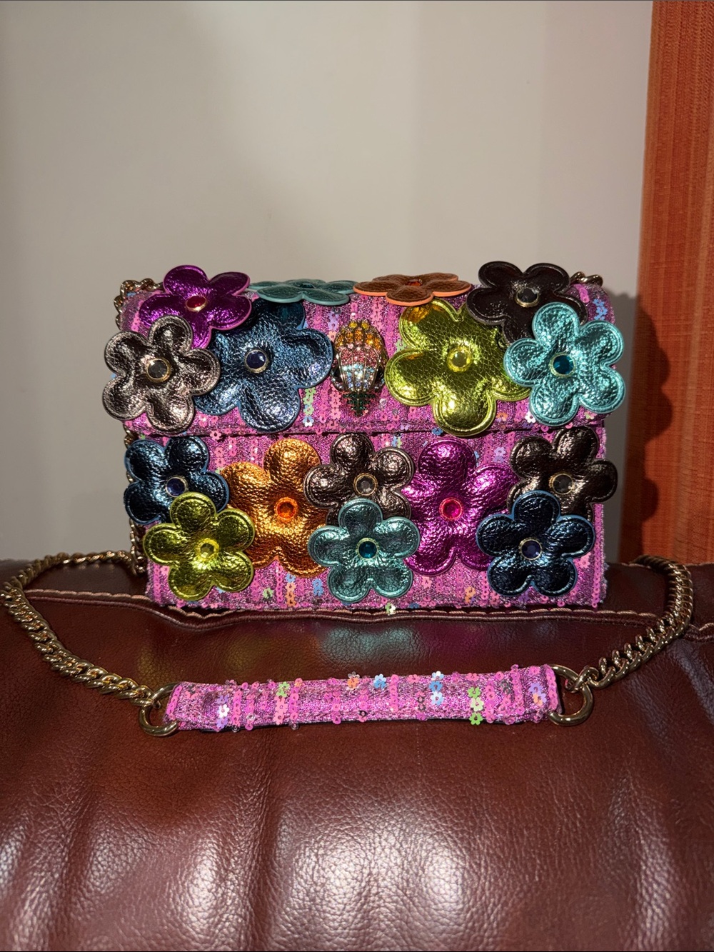 ‼️Kurt Geiger Multicolor Floral Medium Kensington Crossbody Bag Shoulder Bag - Picture 5 of 16